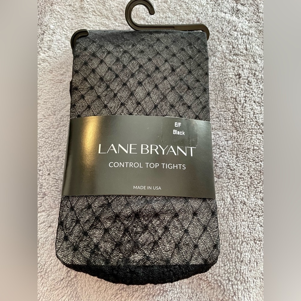 NWT. Lane Bryant Control-Top BLACK patterned TIGHTS Size EF